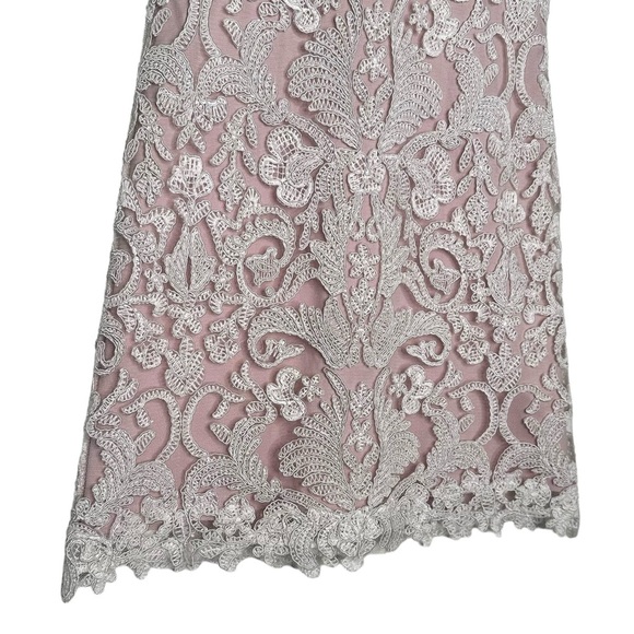 TADASHI SHOJI Girls Honeysuckle Flower Girl Dress Corded Lace Pink Bridal Size 6 - Picture 3 of 9